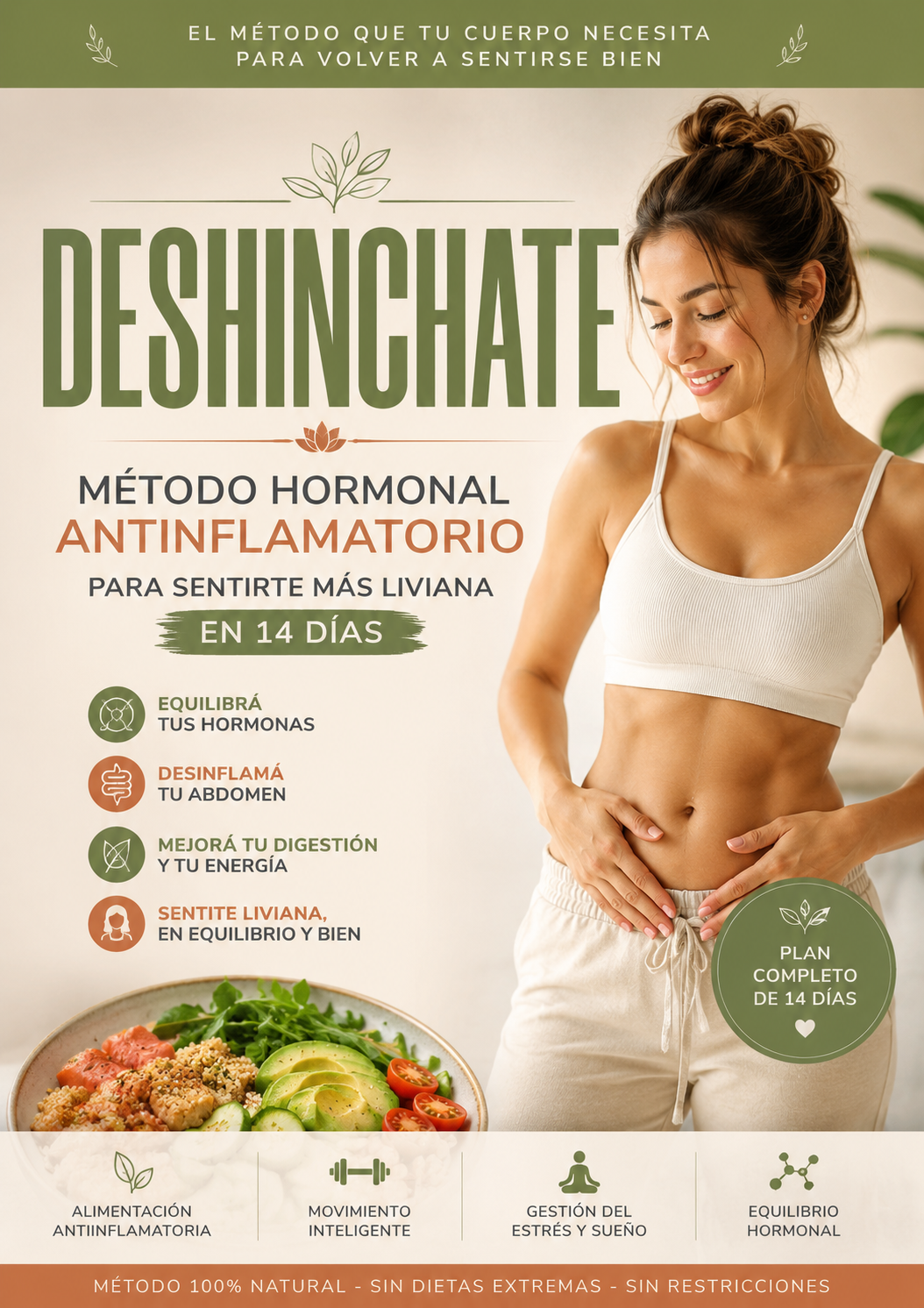 DESHINCHATE Método hormonal antiinflamatorio para sentirte más liviana en 14 días